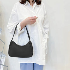 Women Solid Nylon Hobos Bag Zipper Underarm Bags