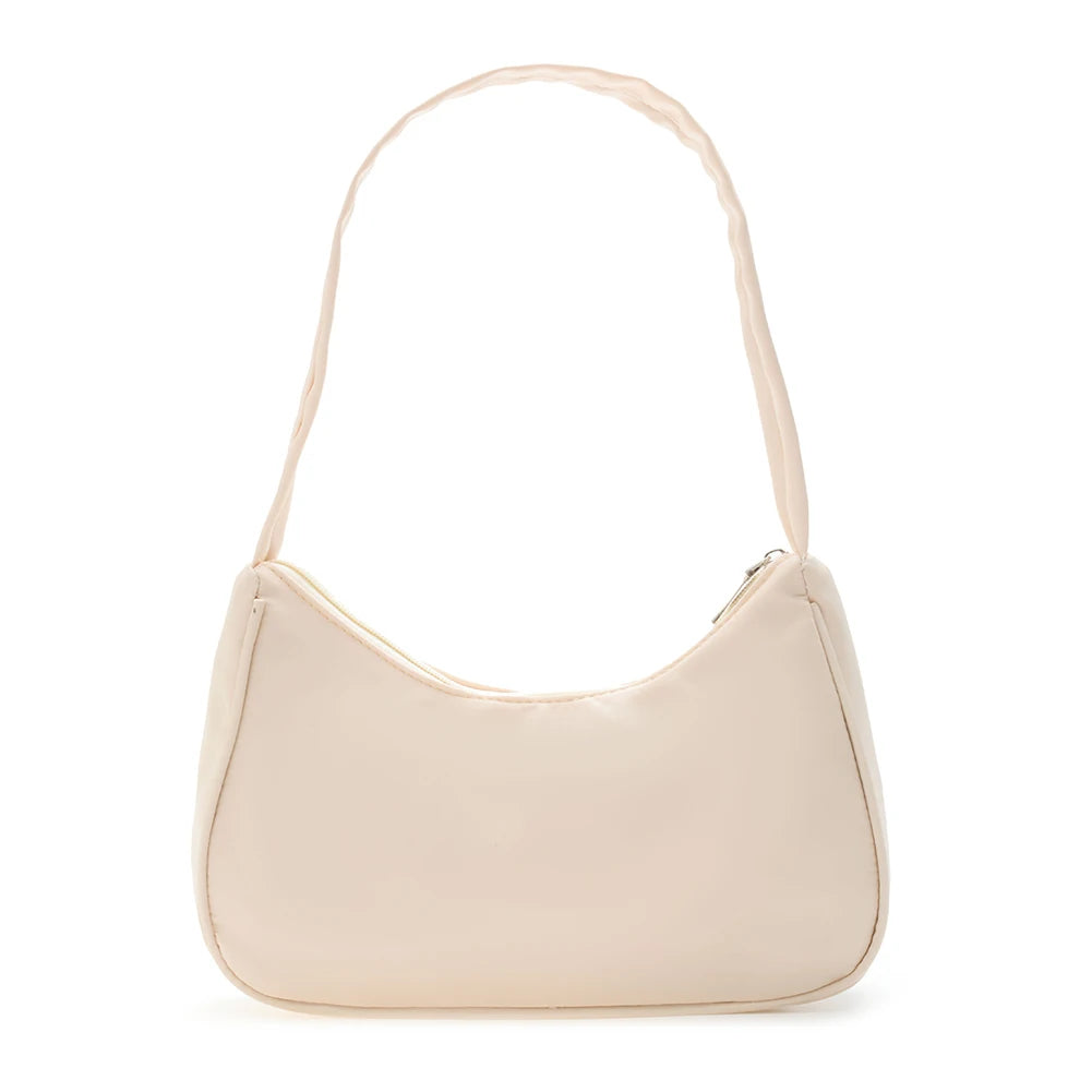 Women Solid Nylon Hobos Bag Ladies Zipper Underarm Bags