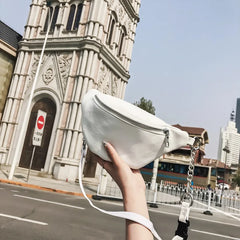 Women Solid Waist Fanny Pack Lady PU Leather Money Belt
