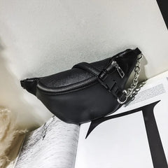 Women Solid Waist Fanny Pack Lady PU Leather Money Belt Bum Trave