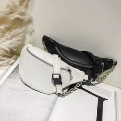 Women Solid Waist Fanny Pack Lady PU Leather Money Belt