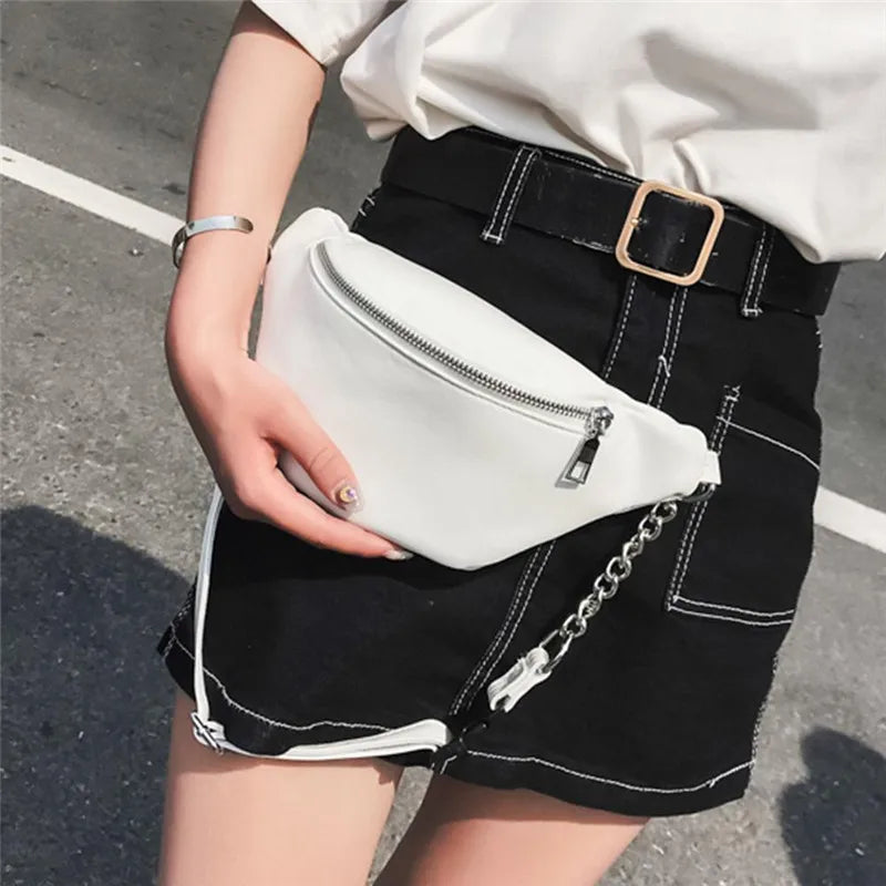 Women PU Leather Waist Bag Purse Shoulder Bags Casual Waist Packs Fanny Pack
