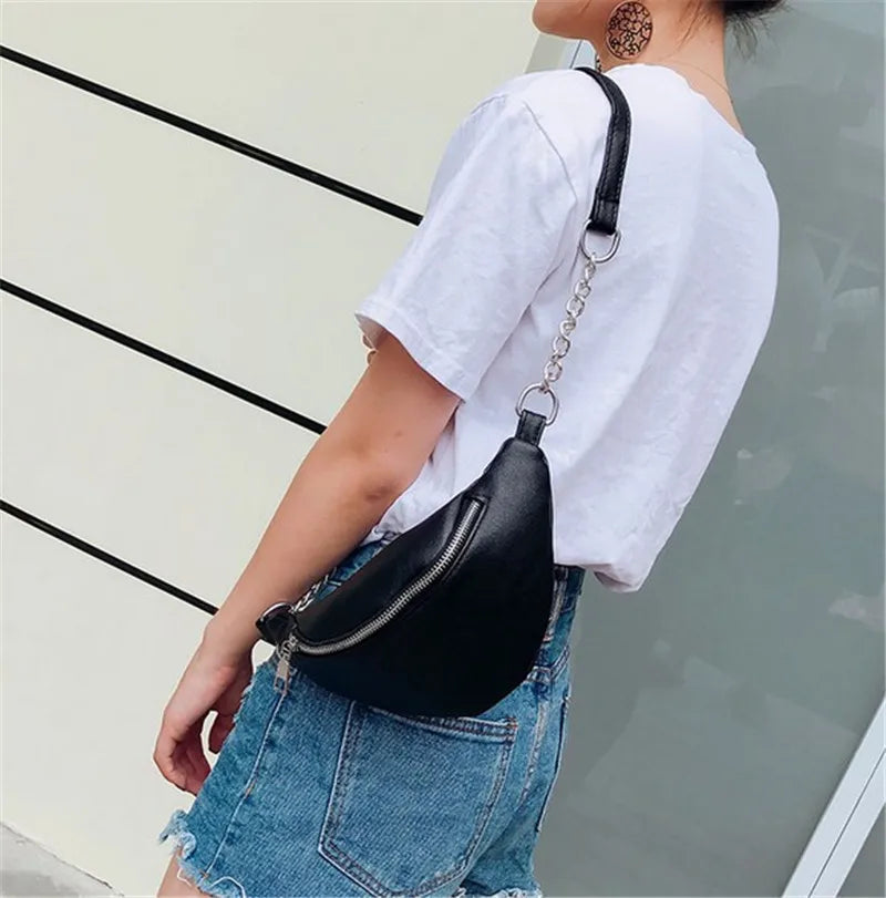 Women PU Leather Waist Bag Purse Shoulder Bags Casual Waist Packs Fanny Pack