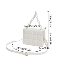Women Grid Embossed Metal Chain Crossbody Bag Mini Purse Handbag