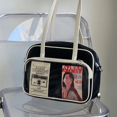 Women Square Tote Bag Large Capacity Shoulder Messenger Bag