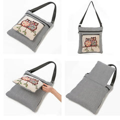 Women Stripe Messenger Bag Crossbody Owl Canvas Shoulder Bag Girl