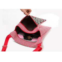 Women Stripe Messenger Bag Crossbody Owl Canvas Shoulder Bag Girl