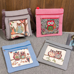 Women Stripe Messenger Bag Crossbody Owl Canvas Shoulder Bag Girl