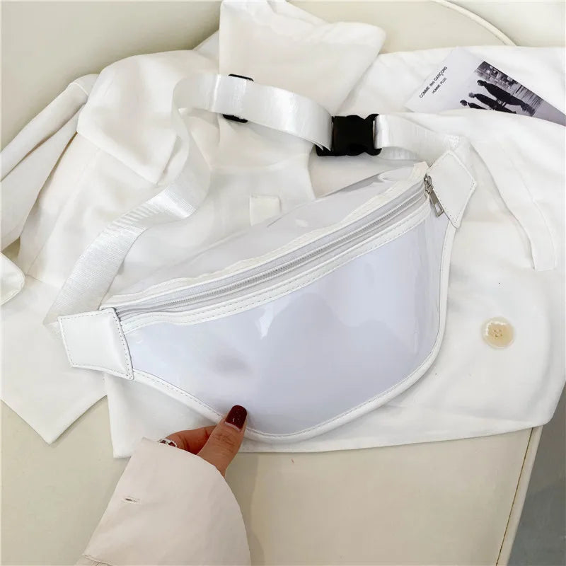 Women Waist Bag Transparent Pack Purse Casual Large Phone Belt Bag