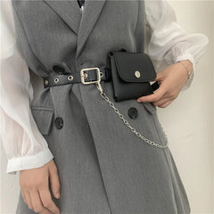 Women Waist Pack PU Fanny Pack Lady Belt Bag Phone Chain Bags