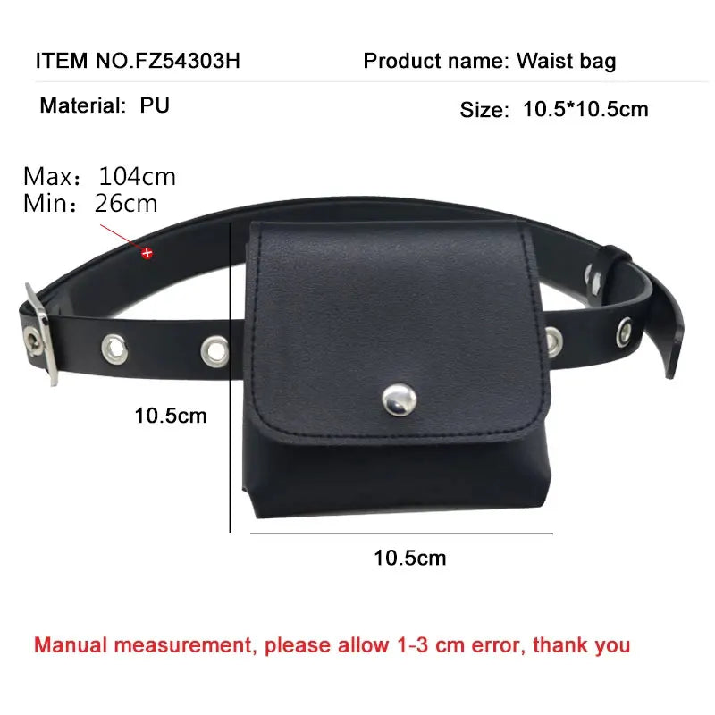 Women Waist Pack PU Fanny Pack Lady Belt Bag Phone Chain Bags
