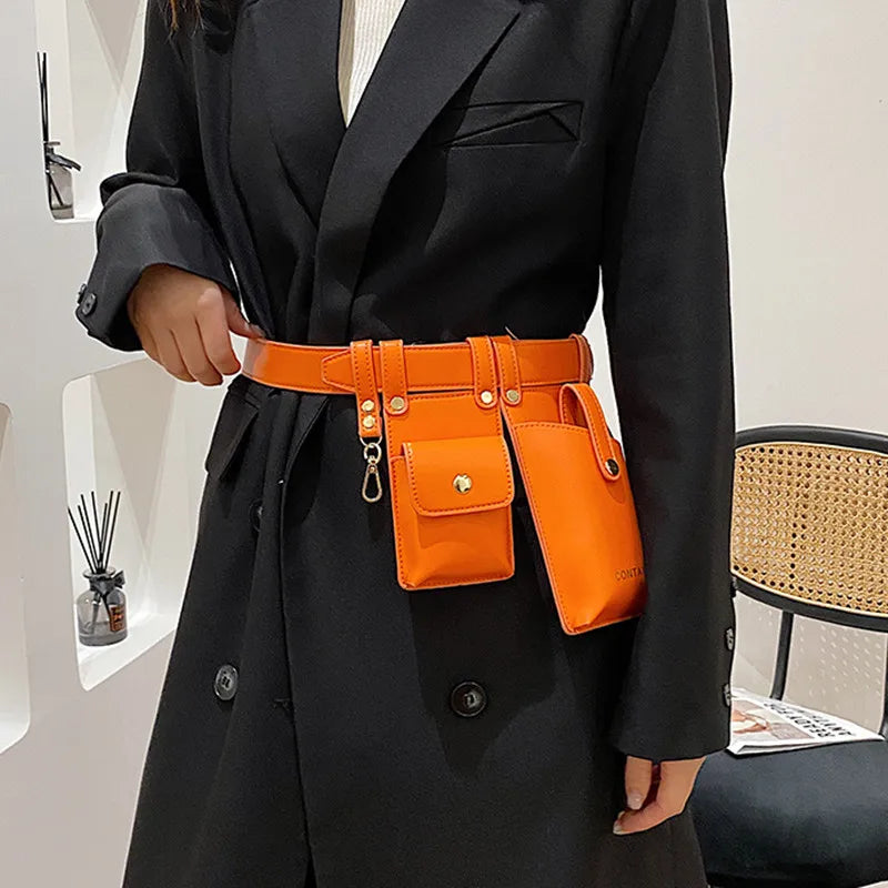 Women Waist Pack PU Leather Fanny Pack Solid Women's Gift Belt Bag
