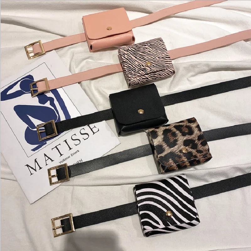 Leopard Print Belt Pack Women's Waist Bag Casual Solid Pack