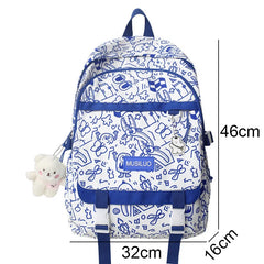 Waterproof Girl School Bag Travel Cartoon Print Lady Laptop Backpack