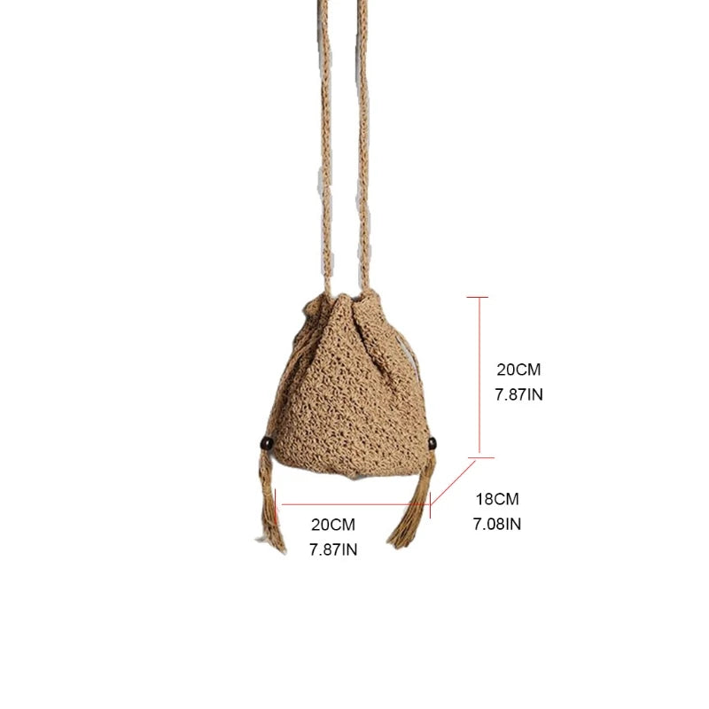 Vintage Women's Shoulder Bag Crossbody Bucket Handbag for Beach Vacation