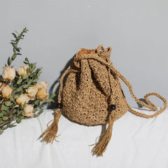 Vintage Women's Shoulder Bag Crossbody Bucket Handbag for Beach Vacation