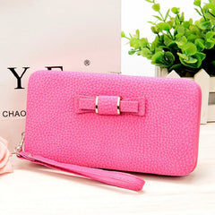 Women Portable Bow Solid Purse Zipper Handbag Wallet PJ191