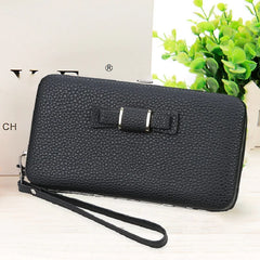 Women Portable Bow Solid Purse Zipper Handbag Wallet PJ191