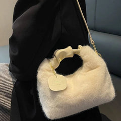 Faux Fur Handbags Small Lady Shoulder Crossbody Bag Casual Tote