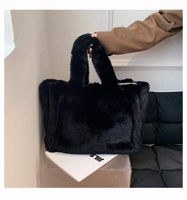 Winter Faux Fur Large Handbag High Capacity Fluffy Shoulder Crossbody Bag