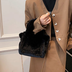 Winter Faux Fur Large Handbag High Capacity Fluffy Shoulder Crossbody Bag