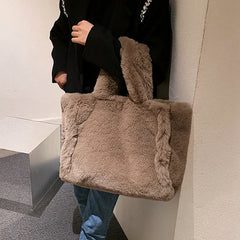 Winter Faux Fur Large Handbag High Capacity Fluffy Shoulder Crossbody Bag