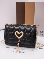 Women Faux Leather Messenger Shoulder Bag Diamonds Chain Tassel Quilted Handbags