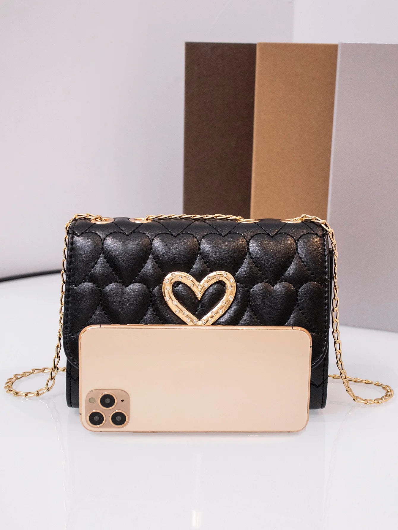 Women Faux Leather Messenger Shoulder Bag Diamonds Chain Tassel Quilted Handbags