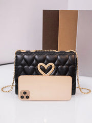 Women Faux Leather Messenger Shoulder Bag Diamonds Chain Tassel Quilted Handbags