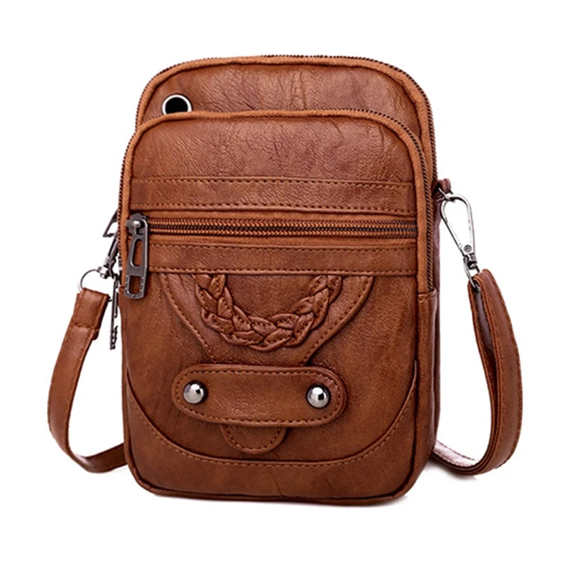 Women Faux Leather Small Crossbody Bag Cell Phone Purse Messenger Handbag