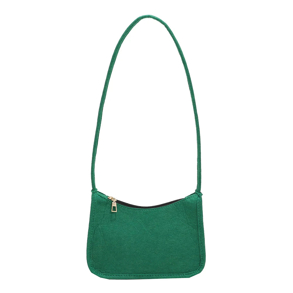 Women Felt Shoulder Bag Small Zipper Handbags