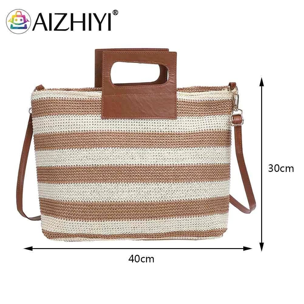 Women Clutch Handbag Striped Knit Top-Handle Soft Zipper
