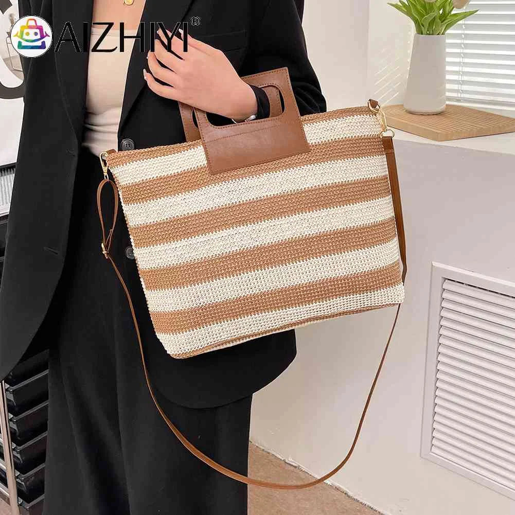 Women Clutch Handbag Striped Knit Top-Handle Soft Zipper