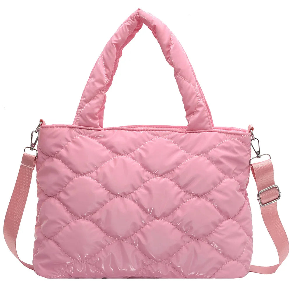 Women Winter Quilted Nylon Cotton-padded Tote Bag