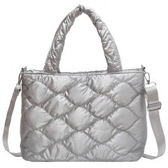 Women Winter Quilted Nylon Cotton-padded Tote Bag