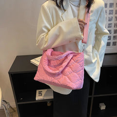 Women Winter Quilted Nylon Cotton-padded Tote Bag