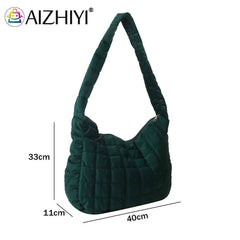 Women Tote Check Quilted Plaid Handle Soft Large Capacity Solid Casual