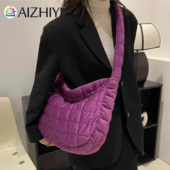 Women Tote Check Quilted Plaid Handle Soft Large Capacity Solid Casual