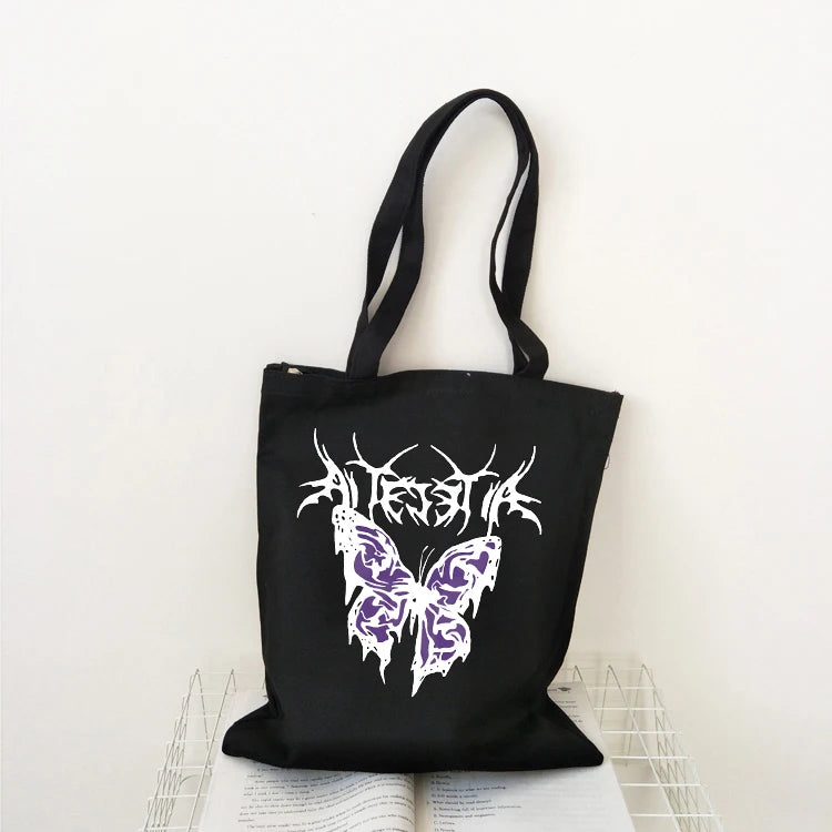 Women Female Goth Butterfly Harajuku Casual Shoulder Tote Bag