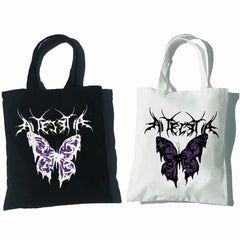 Women Female Goth Butterfly Harajuku Casual Shoulder Tote Bag