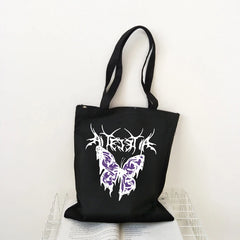 Women Female Goth Butterfly Harajuku Casual Shoulder Tote Bag