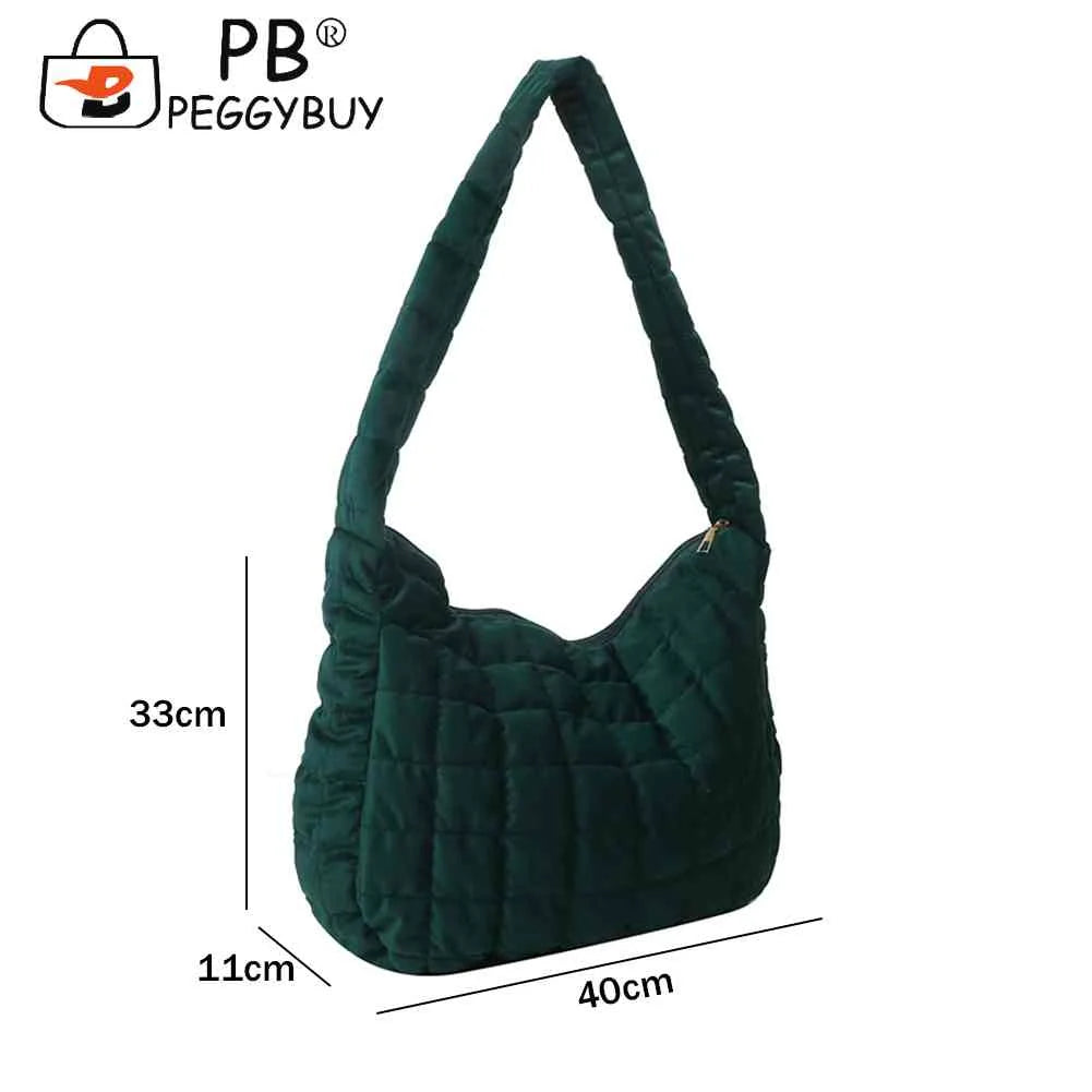 Women Check Quilted Plaid Handbag Winter Soft Large Capacity Casual