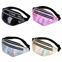 Women Laser Waist Bag Phone Pouch Geometric Chest Belt Fanny Pack
