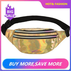 Women Laser Waist Bag Phone Pouch Geometric Chest Belt Fanny Pack
