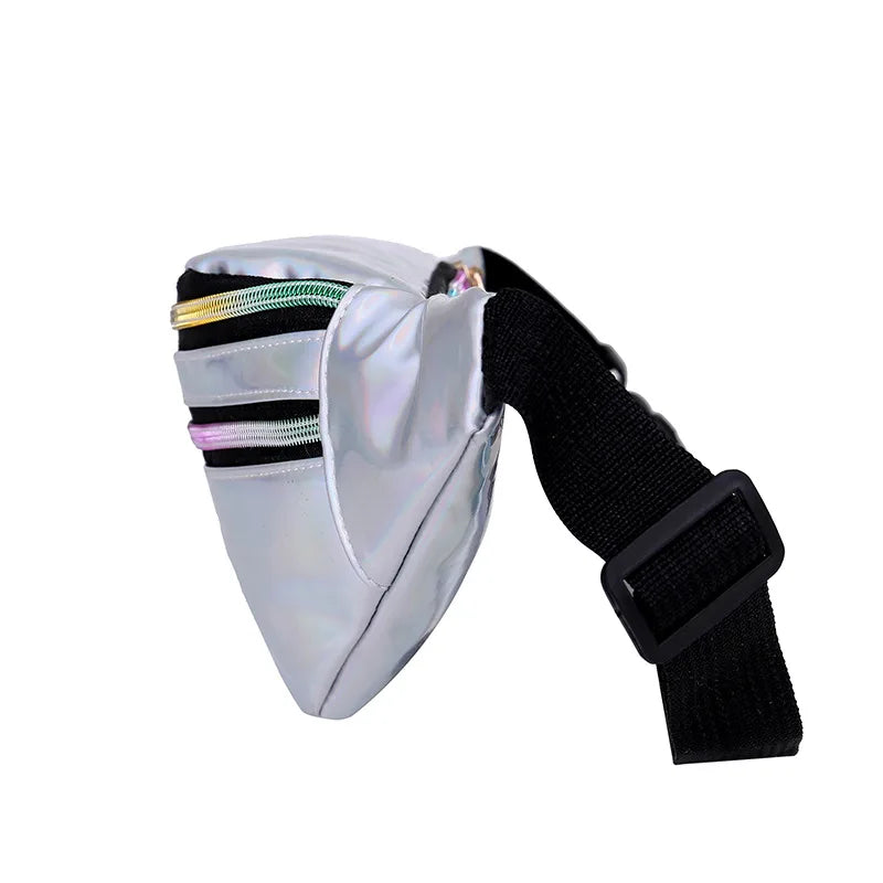 Women Laser Waist Bag Phone Pouch Geometric Chest Belt Fanny Pack