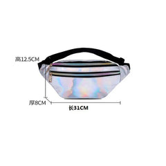 Women Laser Waist Bag Phone Pouch Geometric Chest Belt Fanny Pack
