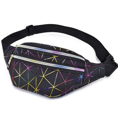 Women Laser Waist Bag Phone Pouch Geometric Chest Belt Fanny Pack