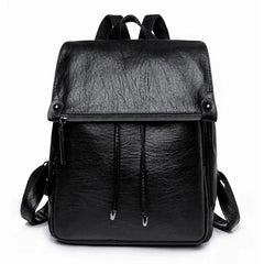 Women Leather Rucksack Student School Bag High Travel Backpack