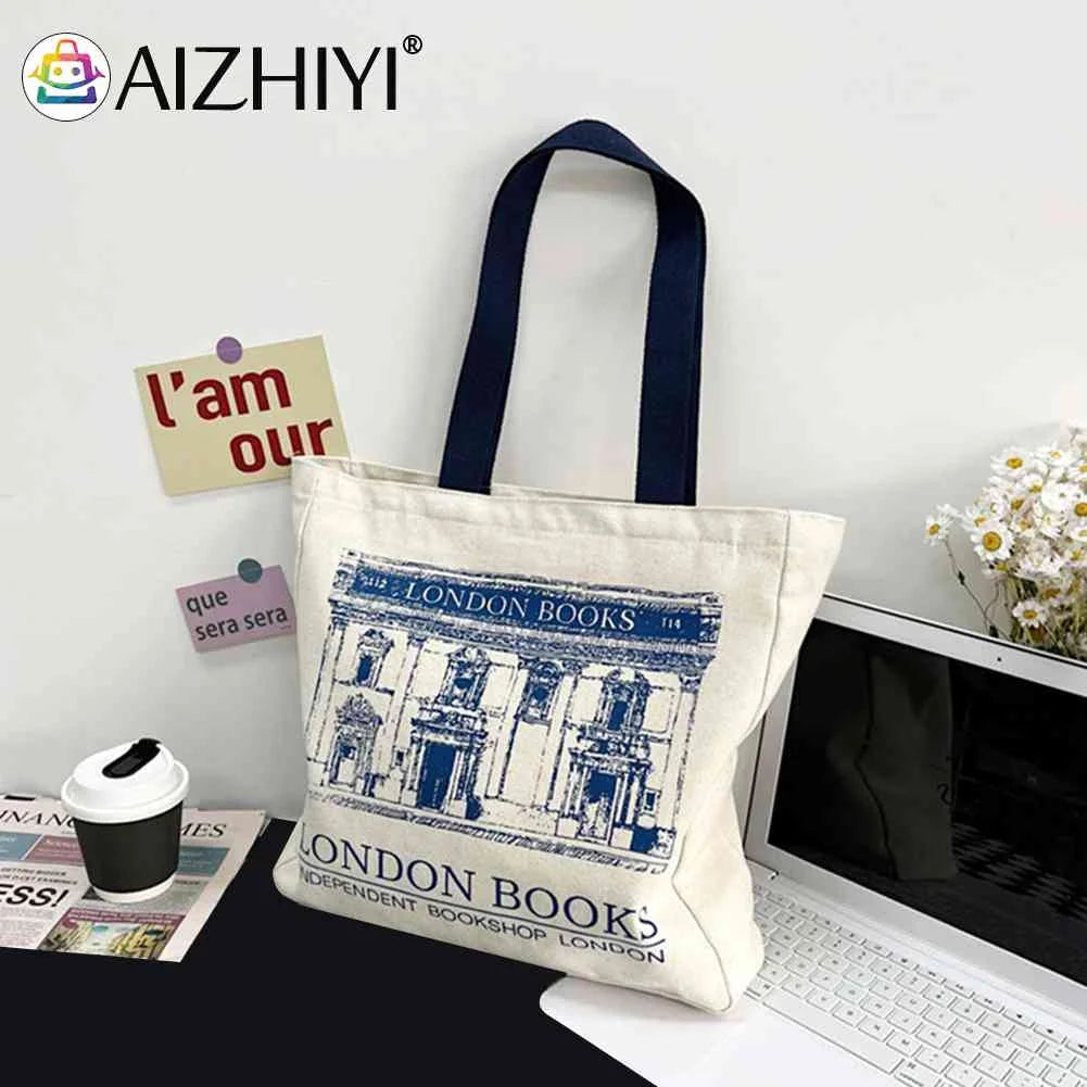 London Bookshop Canvas Clutch Purse Travel Shopping