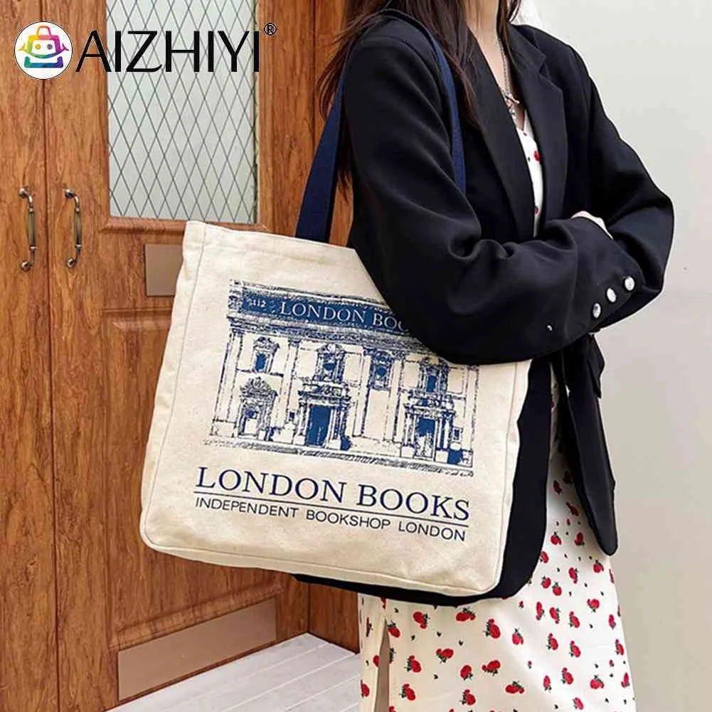 London Bookshop Canvas Clutch Purse Travel Shopping